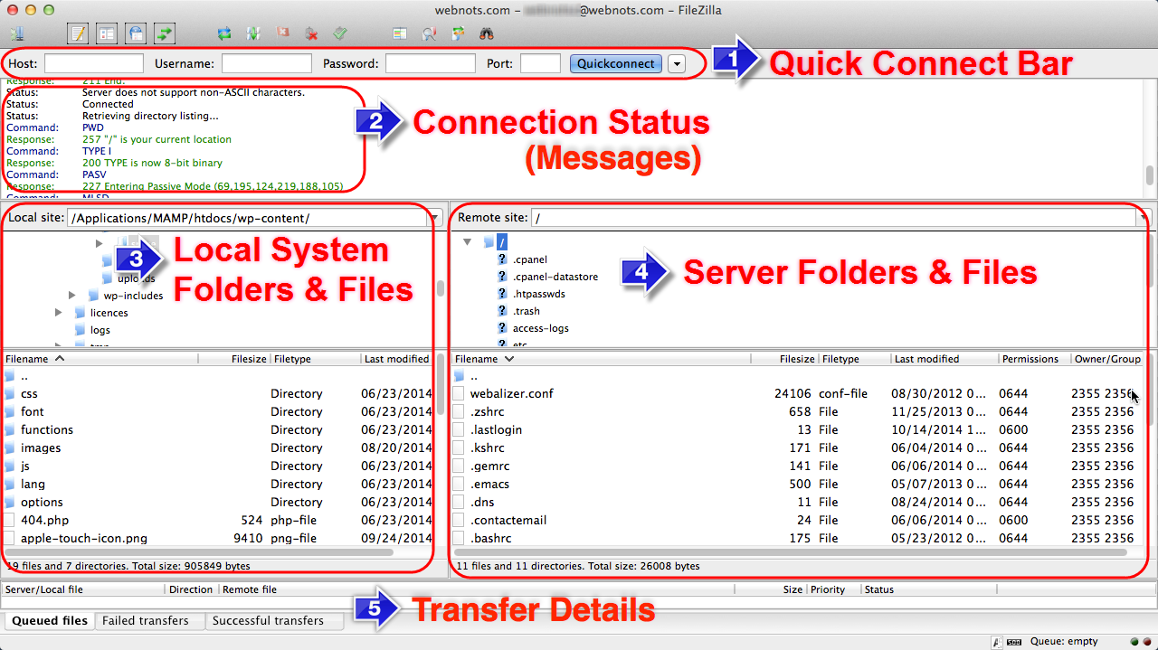 Filezilla details